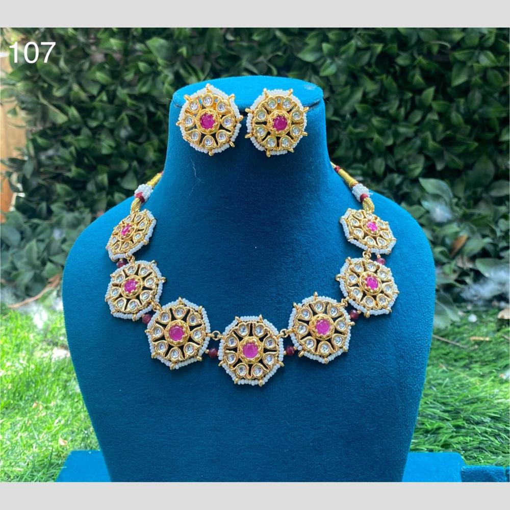 Royal Kundan Jewellery Gold Plated Kundan Stone Necklace Set