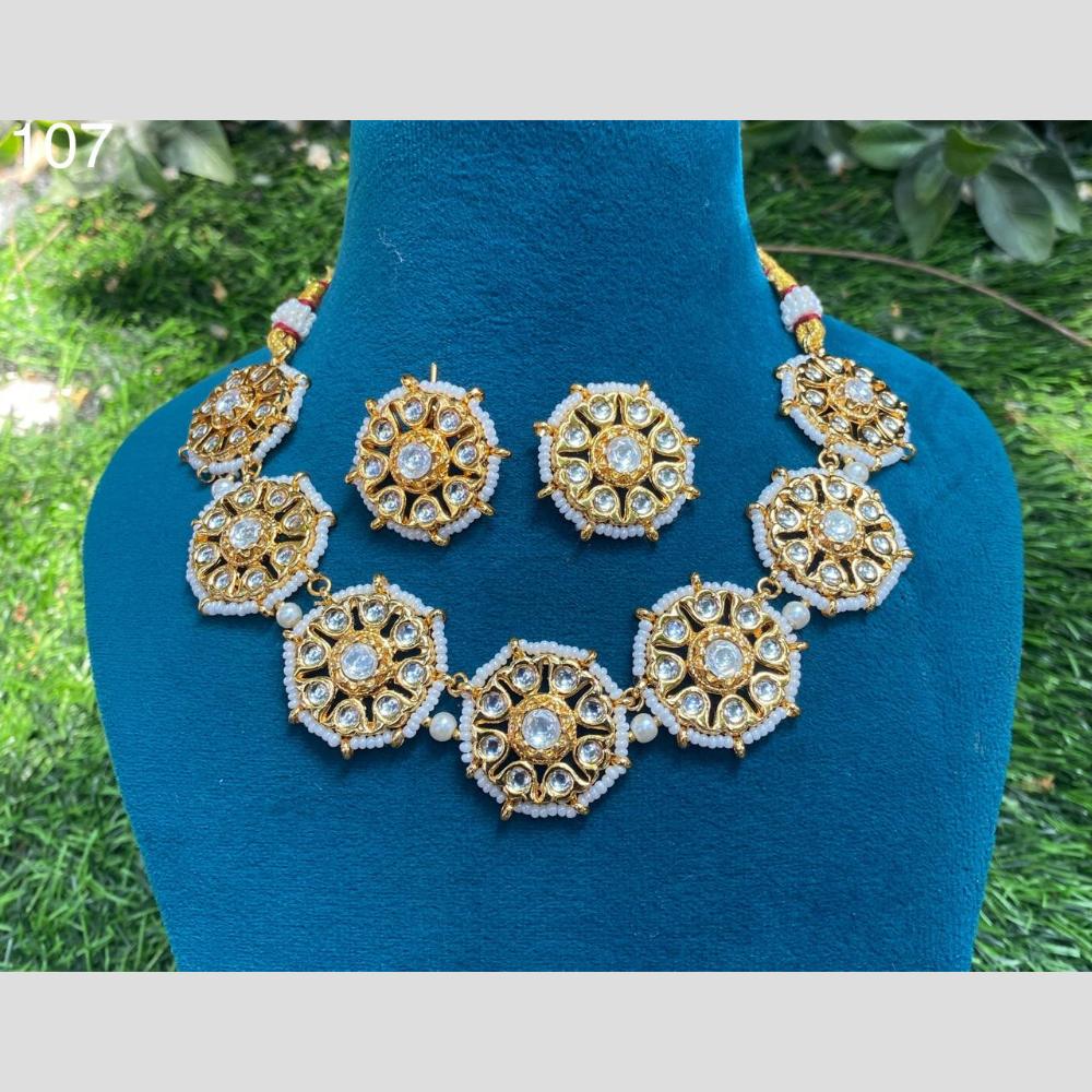 Royal Kundan Jewellery Gold Plated Kundan Stone Necklace Set