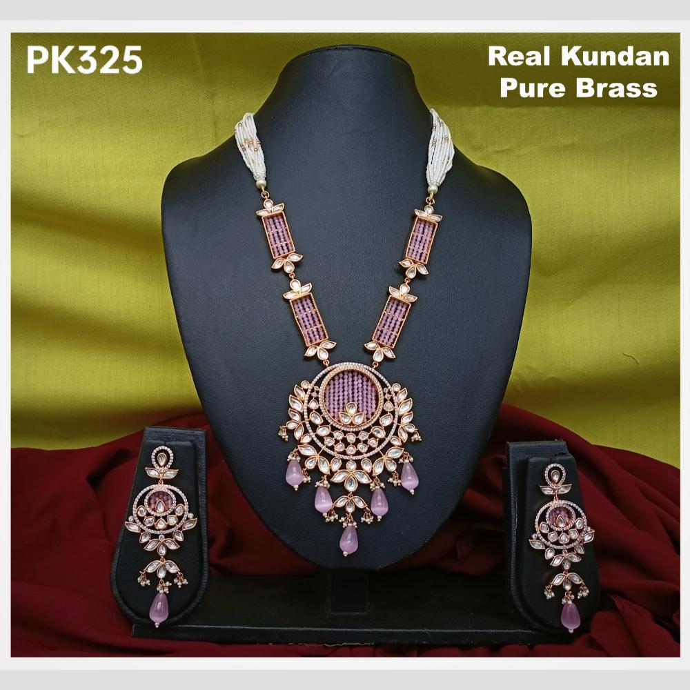 Royal Kundan Jewellery Gold Plated Kundan Stone And Beads Necklace Set