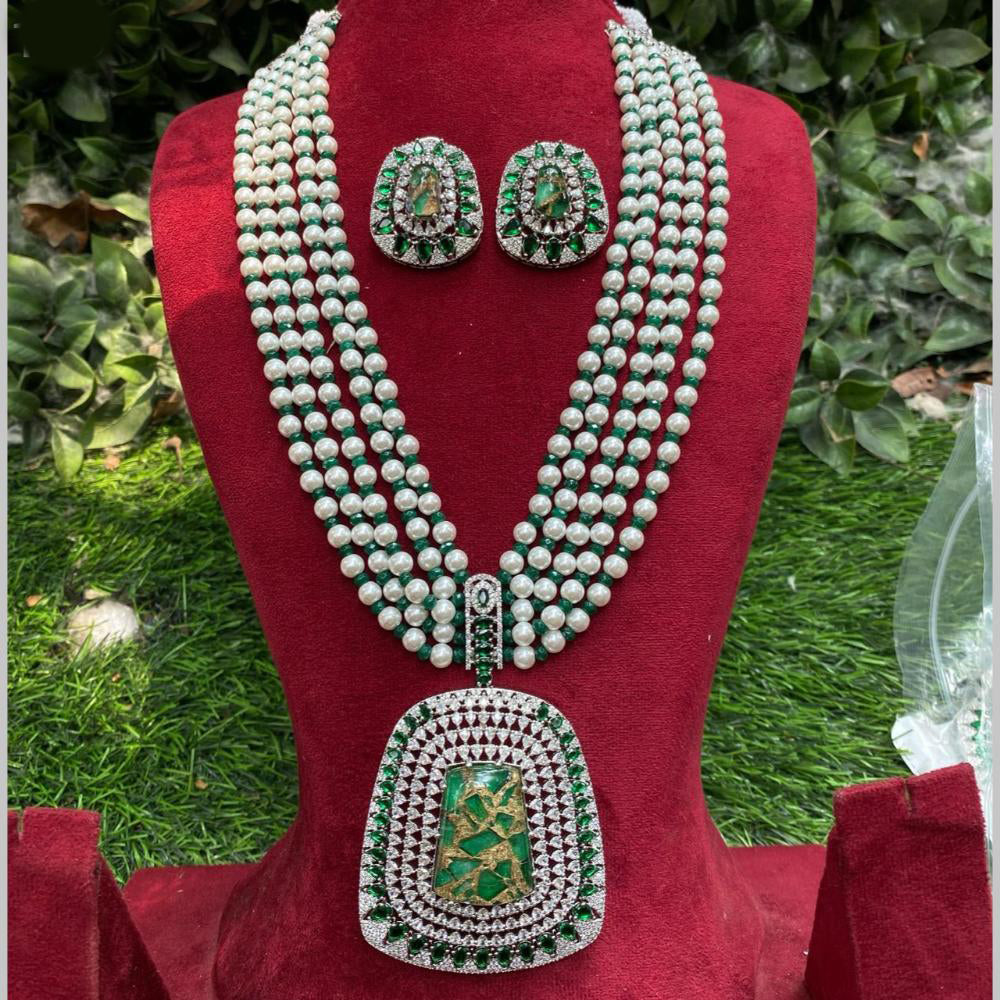 Royal Kundan Jewellery Silver Plated American Diamonds Necklace Set