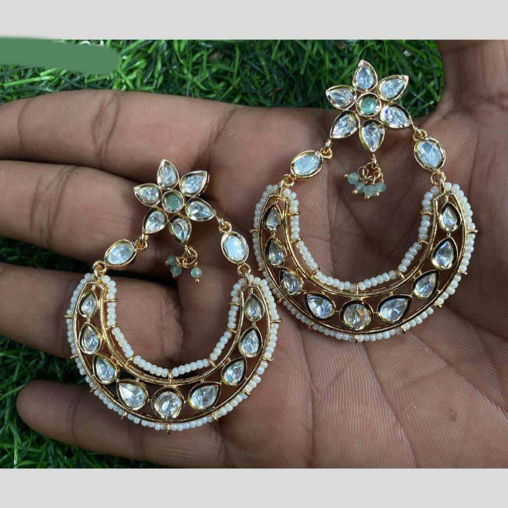 Royal Kundan Jewellery Gold Plated Kundan Stone And Pearls Dangler Earrings