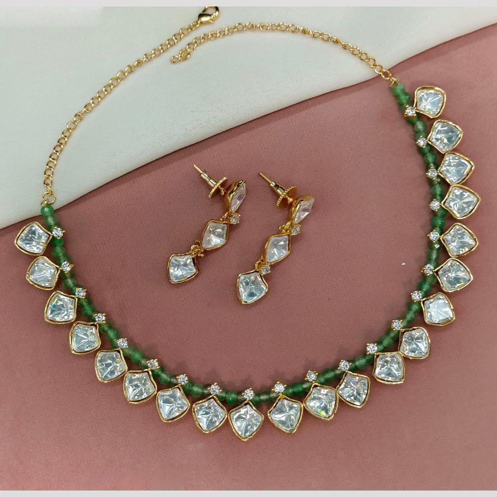 Royal Kundan Jewellery Gold Plated Polki Kundan Necklace Set