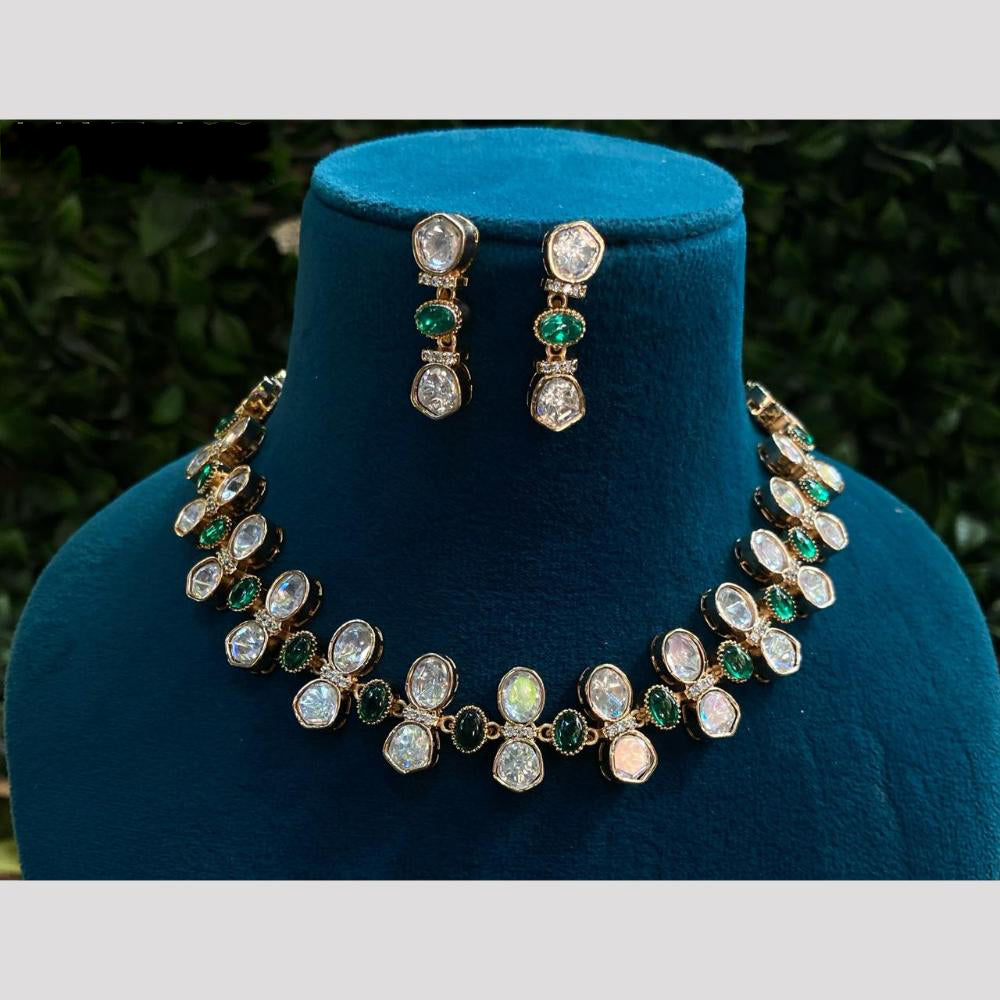 Royal Kundan Jewellery Gold Plated Polki Kundan Stone Necklace Set