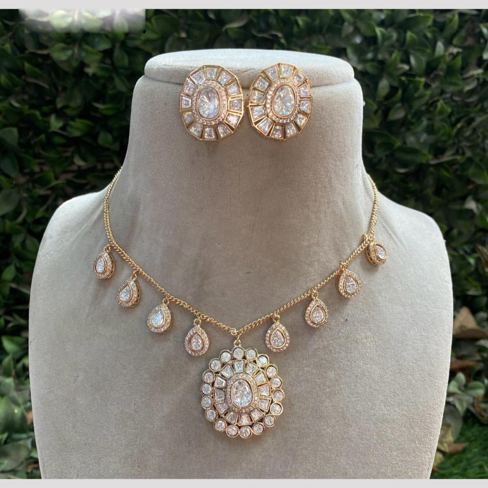 Royal Kundan Jewellery Gold Plated Polki Kundan Stone Necklace Set