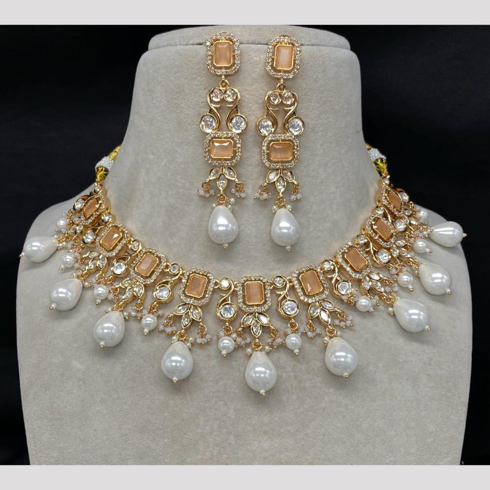 Royal Kundan Jewellery Gold Plated Polki Kundan Stone And Pearls Necklace Set