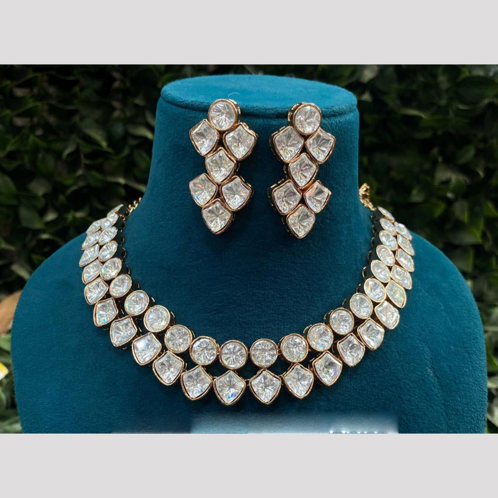 Royal Kundan Jewellery Gold Plated Polki Kundan Stone Necklace Set