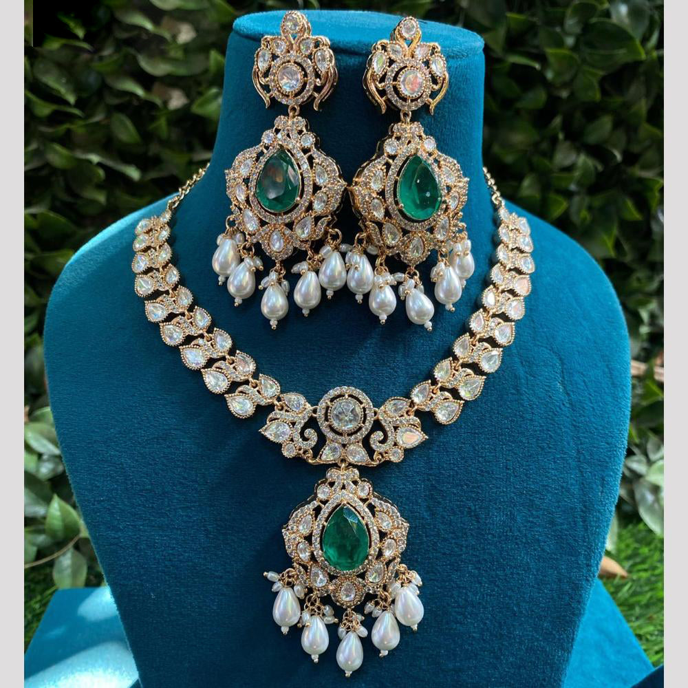 Royal Kundan Jewellery Gold Plated Polki Kundan Stone And Pearls Necklace Set