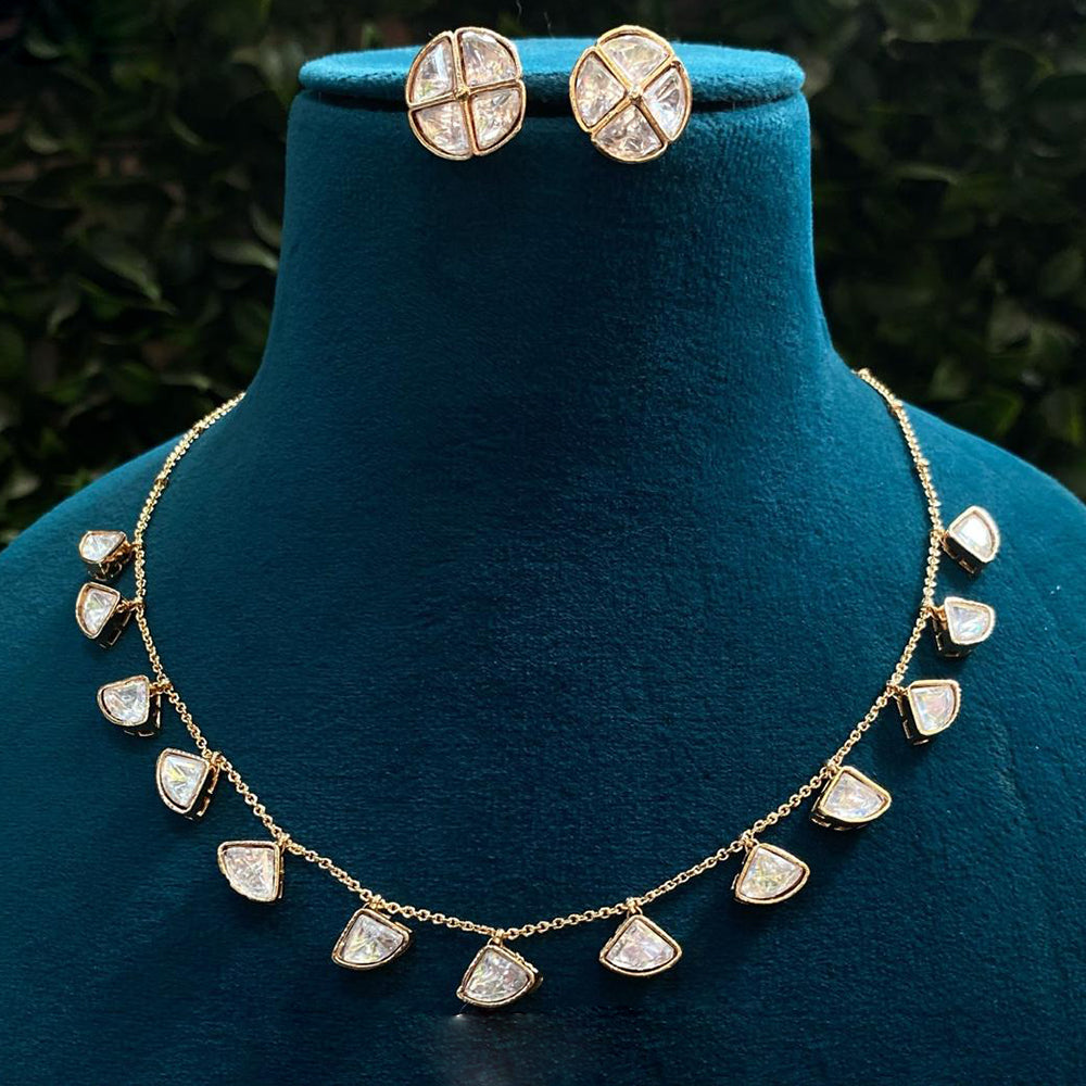 Royal Kundan Jewellery Gold Plated Polki Kundan Stone Necklace Set