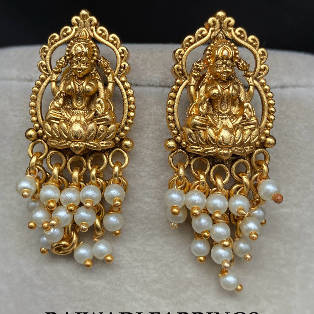 Royal Kundan Jewellery Antique Temple Pearl Hanging Earrings