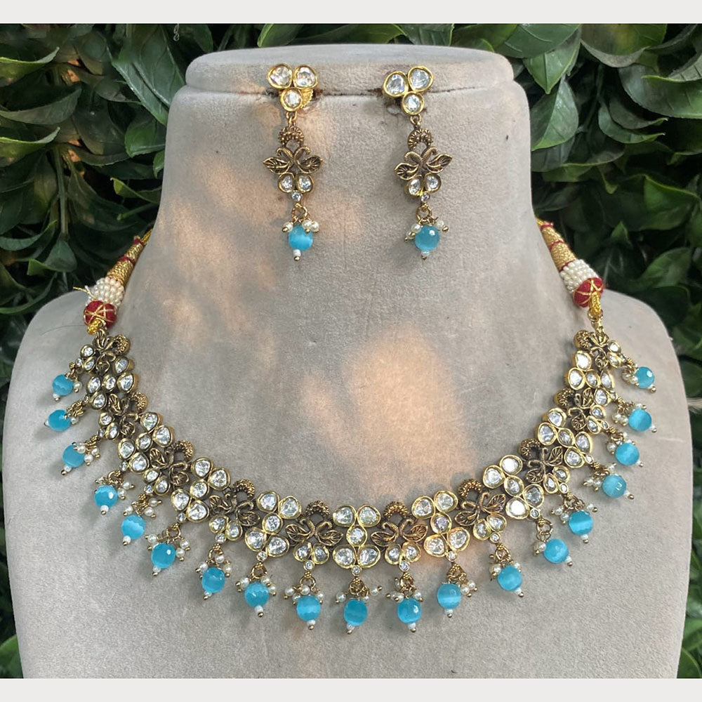 Royal Kundan Jewellery Polki Kundan Stone And Beads Necklace Set
