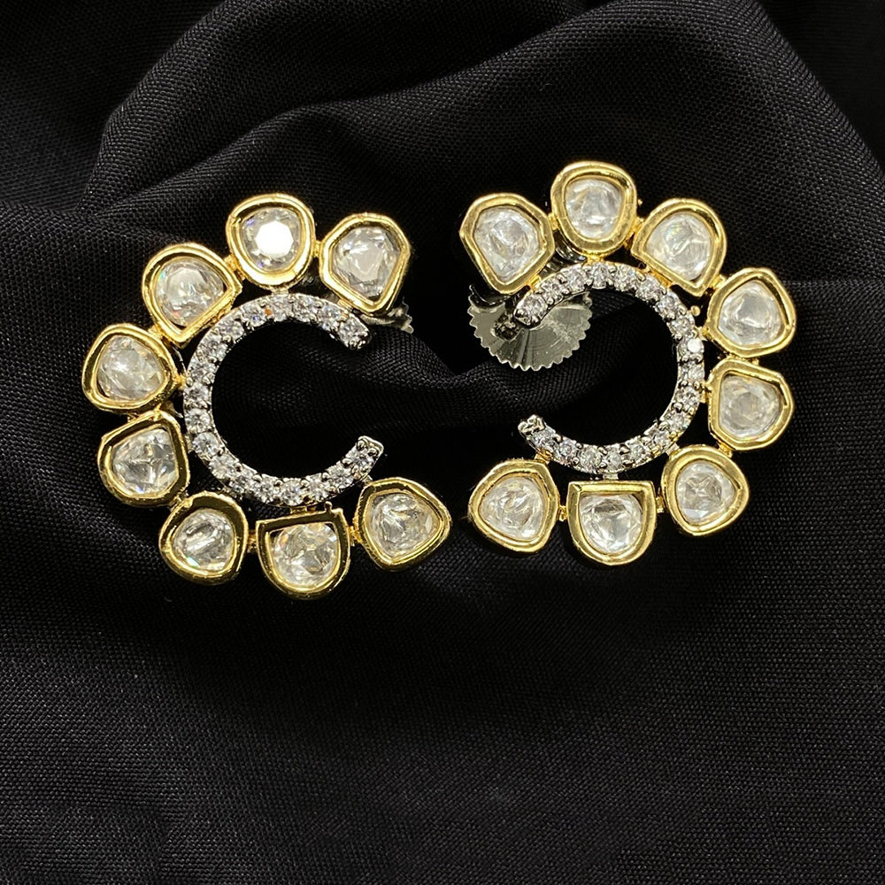 Royal Kundan Jewellery Gold Polish Polki Kundan Look Stud Earrings
