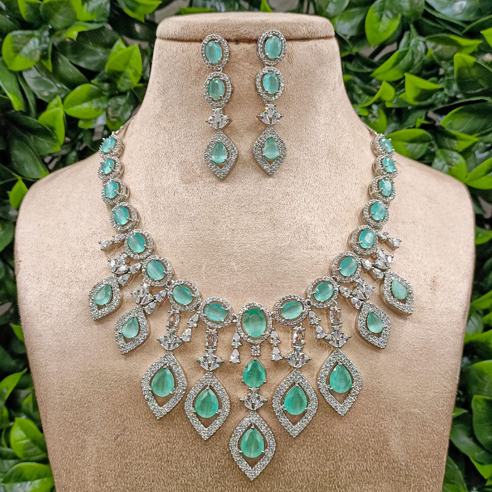 Royal Kundan Jewellery Glamorous American Diamond Necklace Set