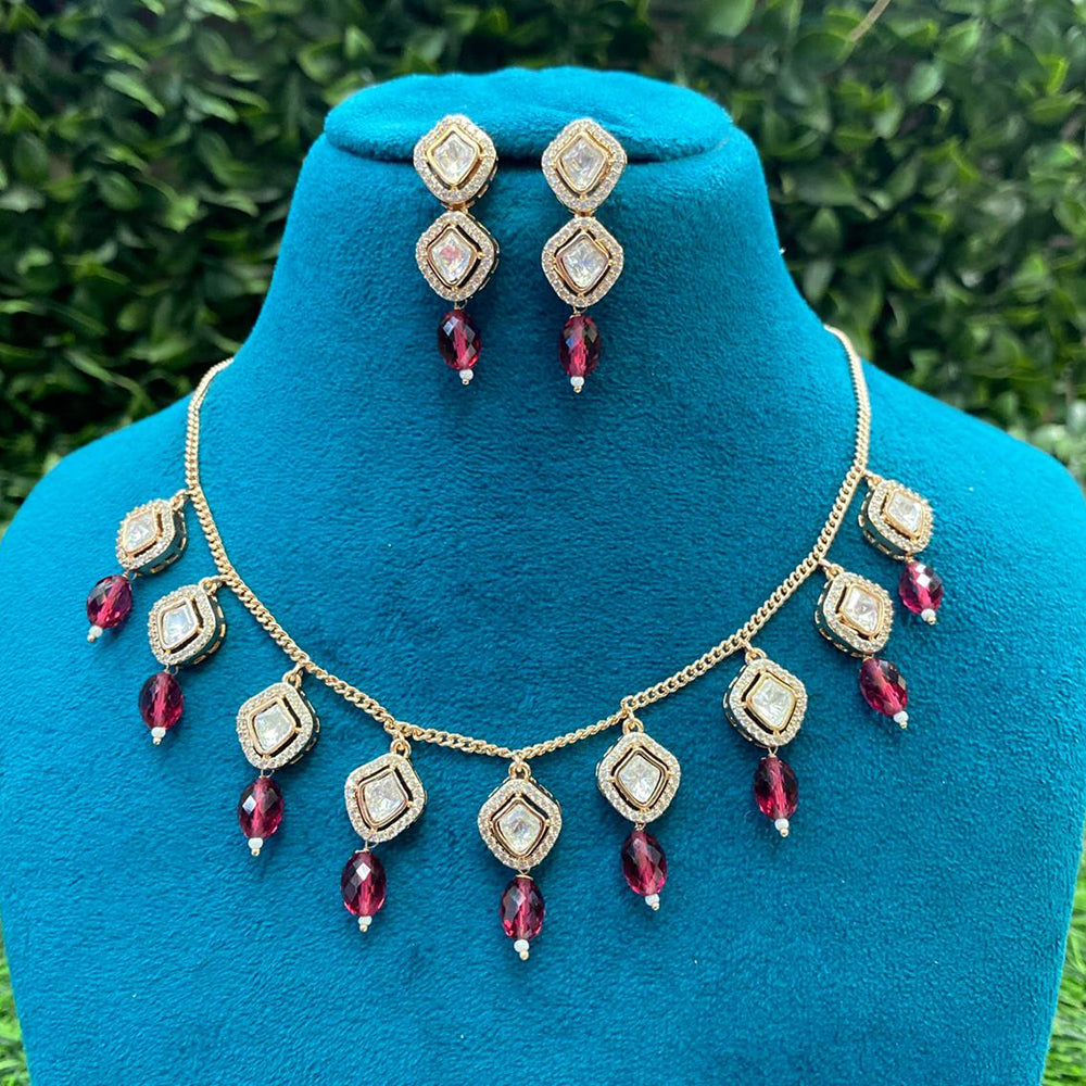 Royal Kundan Jewellery Polki Kundan Stone And Beads Necklace Set