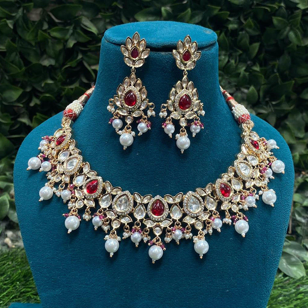 Royal Kundan Jewellery Grand Polki Kundan Stone Pearl And Beads Neckalce Set