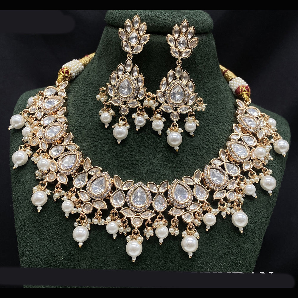 Royal Kundan Jewellery Grand Polki Kundan Stone Pearl And Beads Neckalce Set