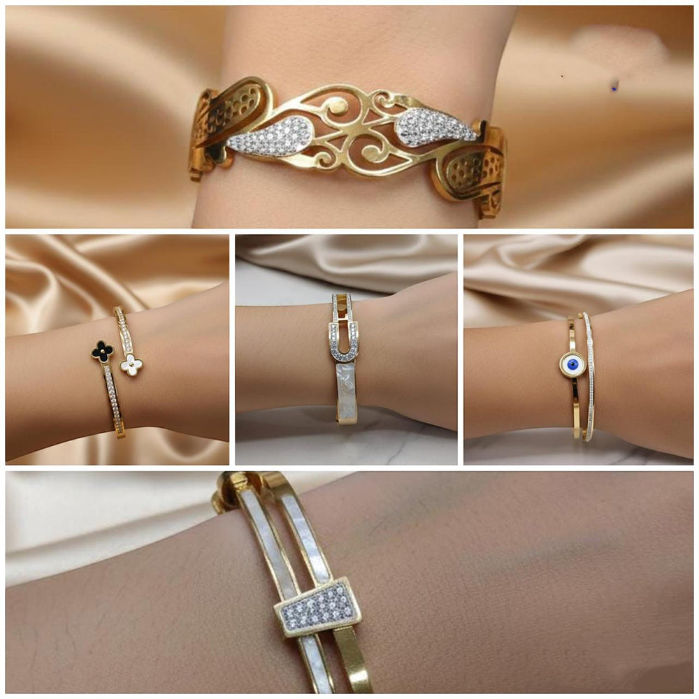 VM Imitation Delicate Austrian Stone Adjustable Bracelet (Assorted Desing) ( Pack of 12)