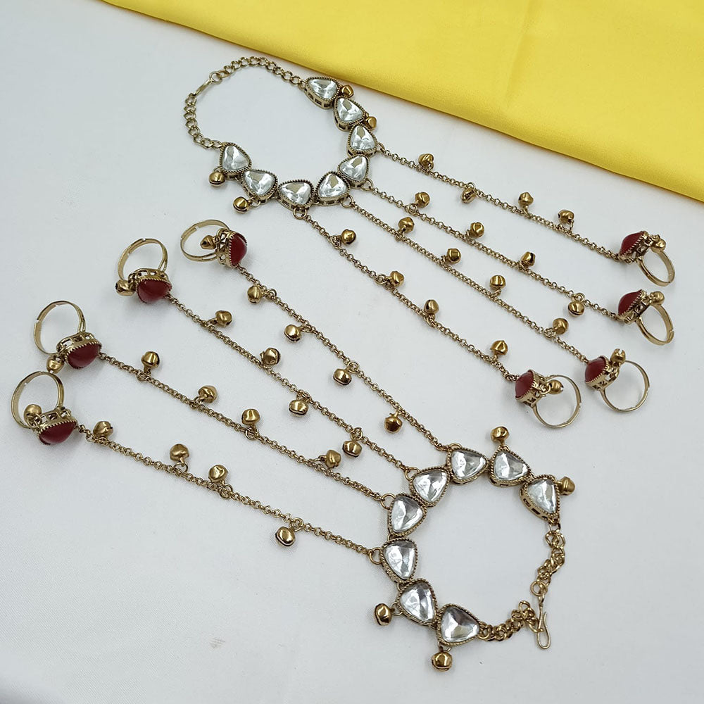 NAFJ Kundan Stone And Ghungroo Designer Hand Harness