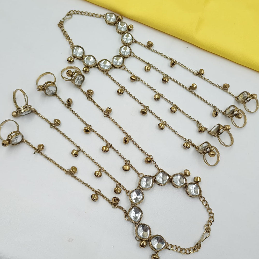 NAFJ Kundan Stone And Ghungroo Designer Hand Harness