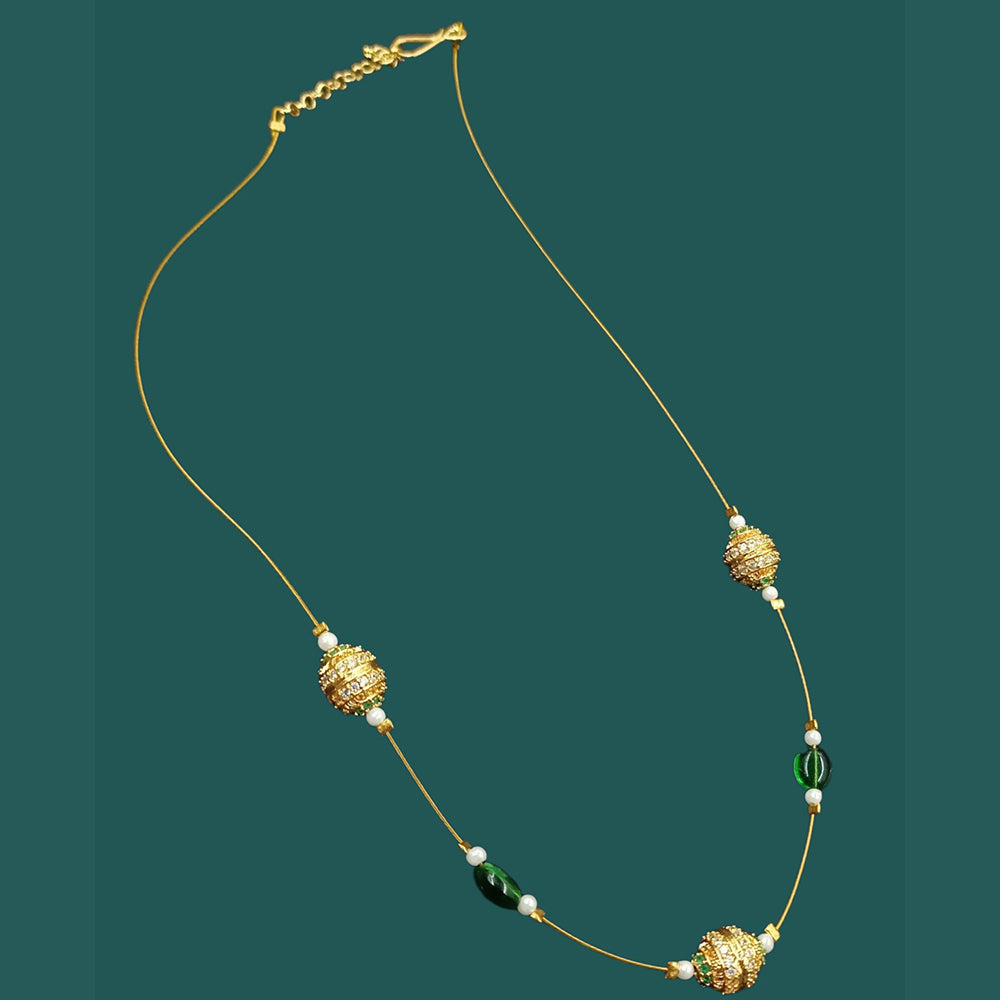 NAFJ Lightweight Floating Chain Austrian And Pearl Fancy Necklace Set For All Occassions