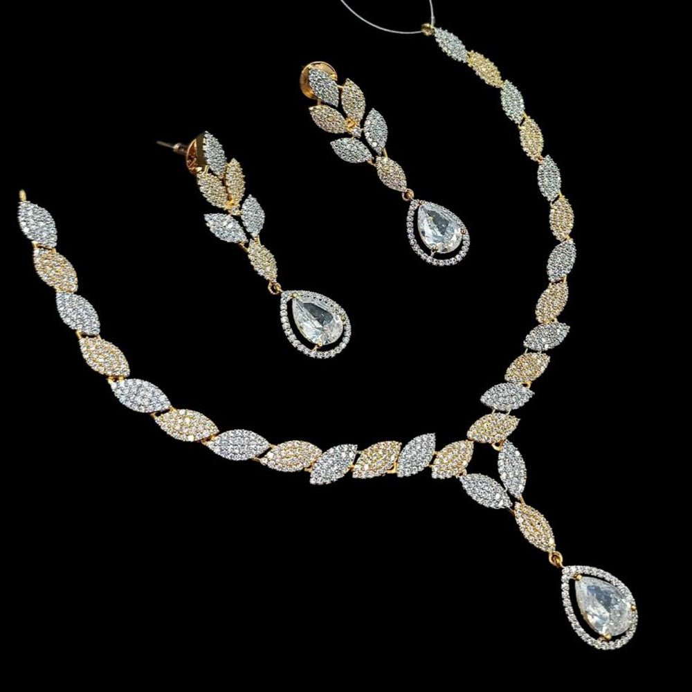 NAFJ Glamorous Crystal Stone And Austrian Stone Designer Necklace Set