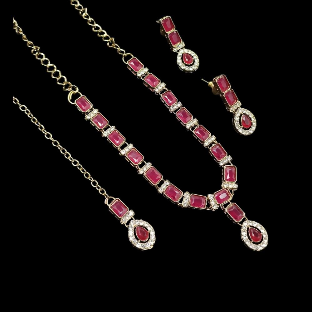 NAFJ Glamorous Crystal Stone Designer Necklace Set