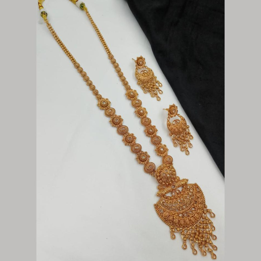 NAFJ Elegant Crystal Stone Long Necklace Set for Women