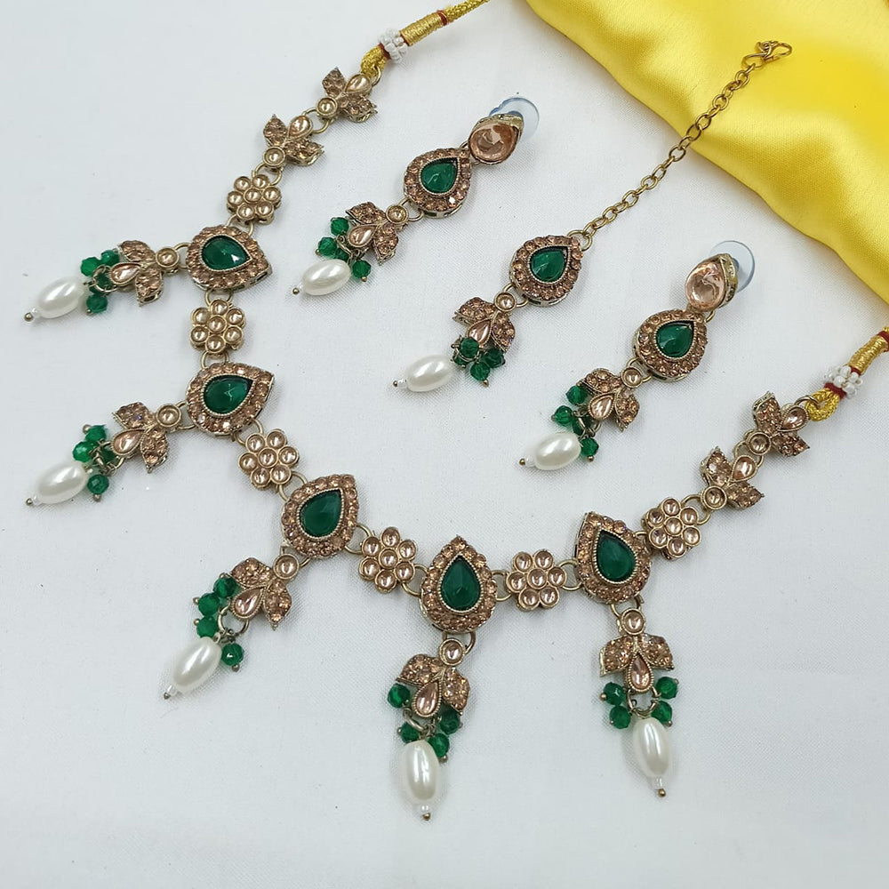 NAFJ Elegant Crystal Stone And Beads Necklace Set