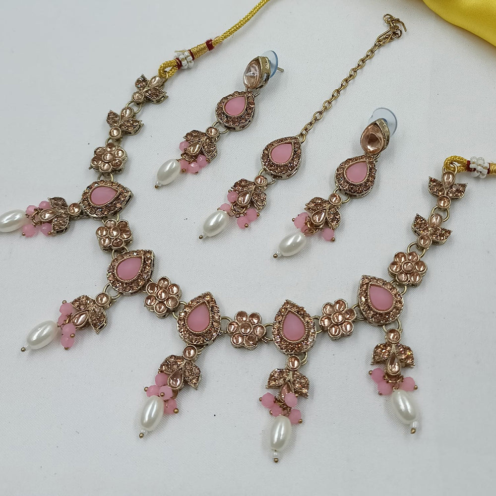 NAFJ Elegant Crystal Stone And Beads Necklace Set