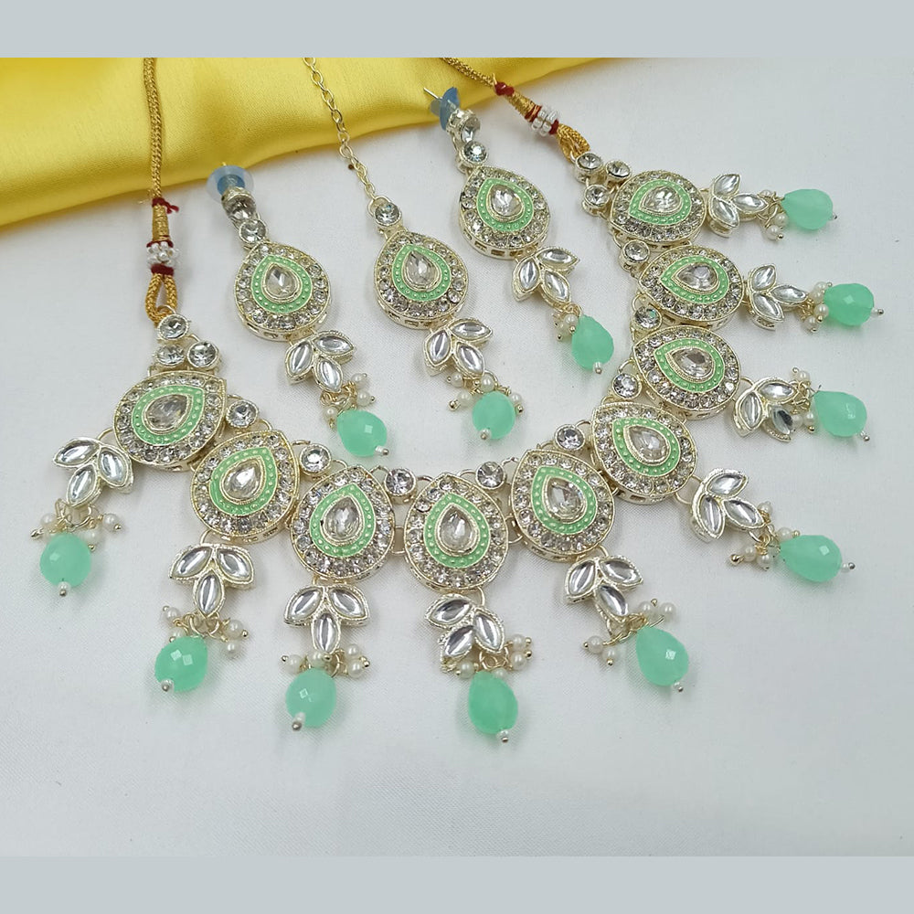 NAFJ Elegant Crystal Stone And Kundan Stone Beads Necklace Set