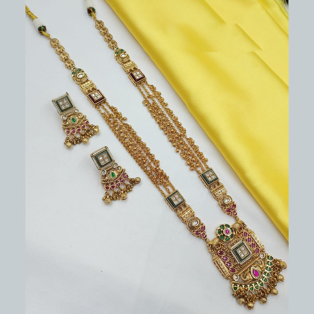 NAFJ Elegant Pota Stone And Pearl Long Necklace Set