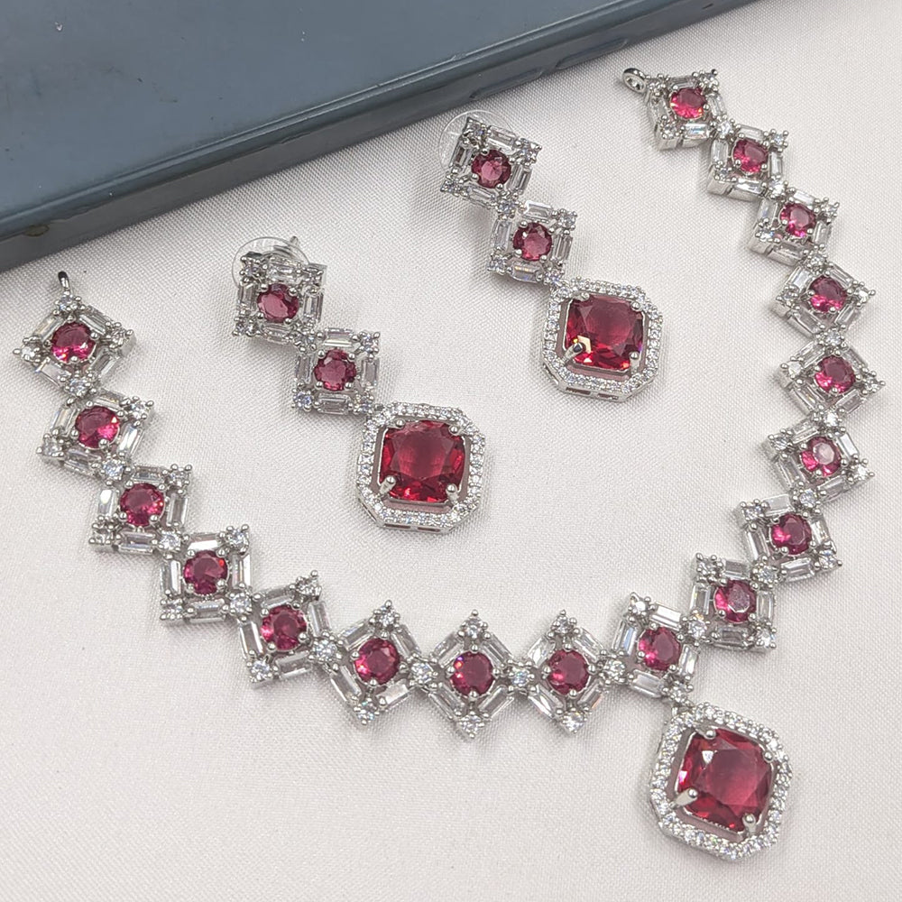 NAFJ Sparkling American Daimonds For Modern Elegance Necklace Set