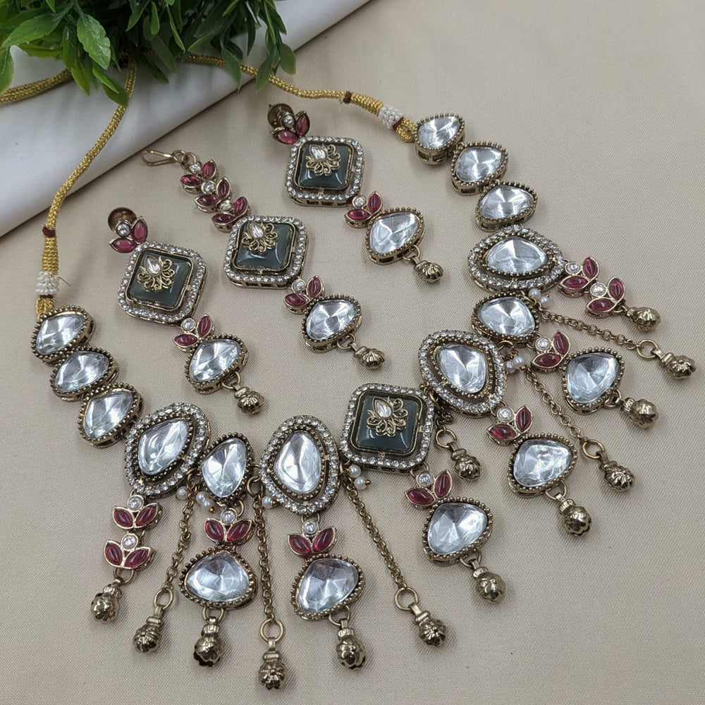 NAFJ Premium Pota Stone And Austrian Stone Necklace Set for Women