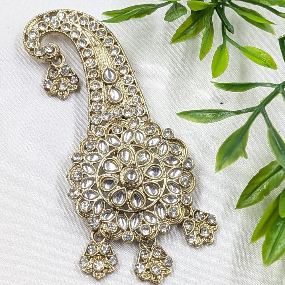 NAFJ Royal Groom Kundan Stone Brooch For Men Kalangi (Safa \ Padgdi)