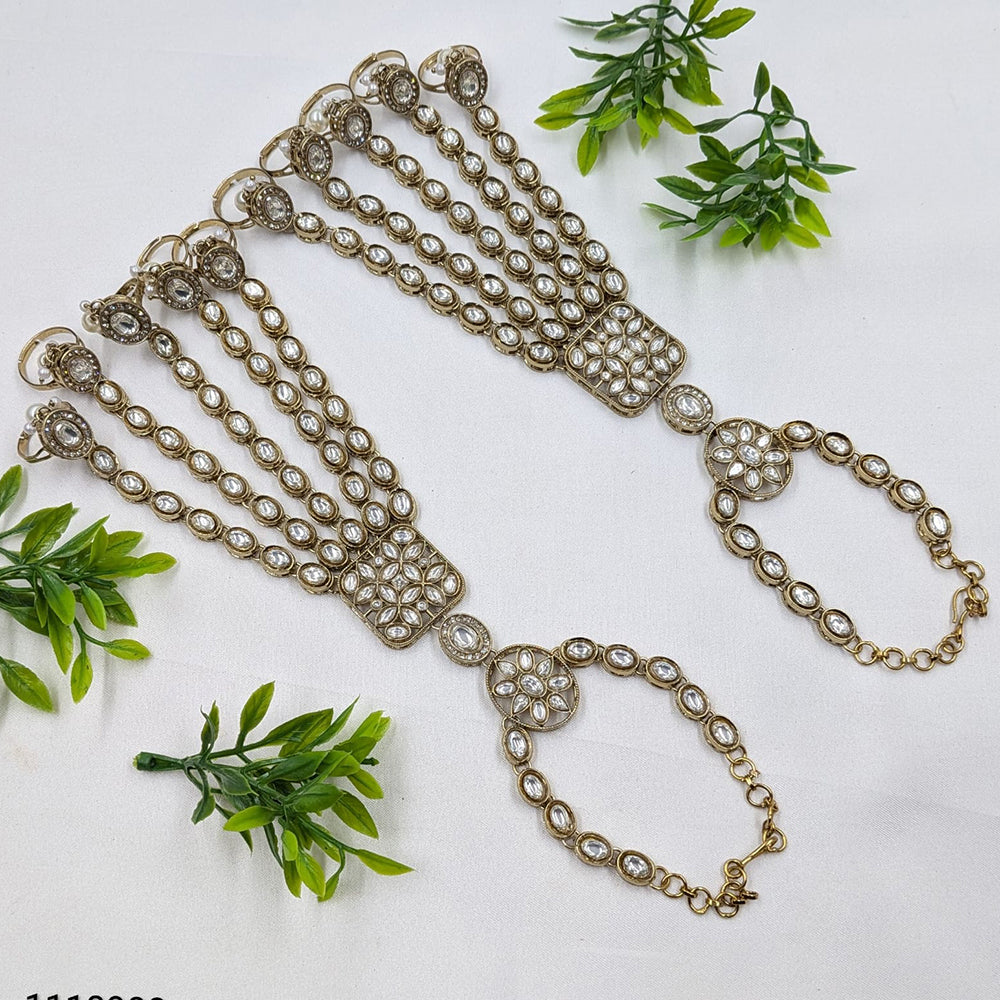 NAFJ Kundan Stone Designer Hand Harness