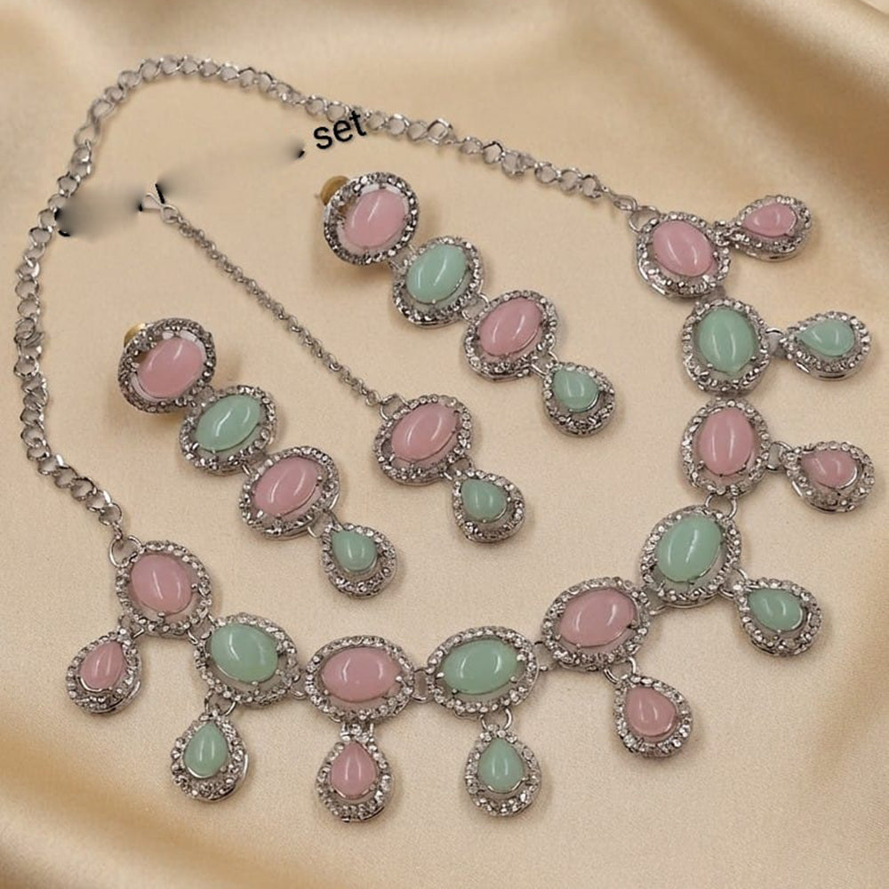 NAFJ Trendy Crystal Stone Necklace Set