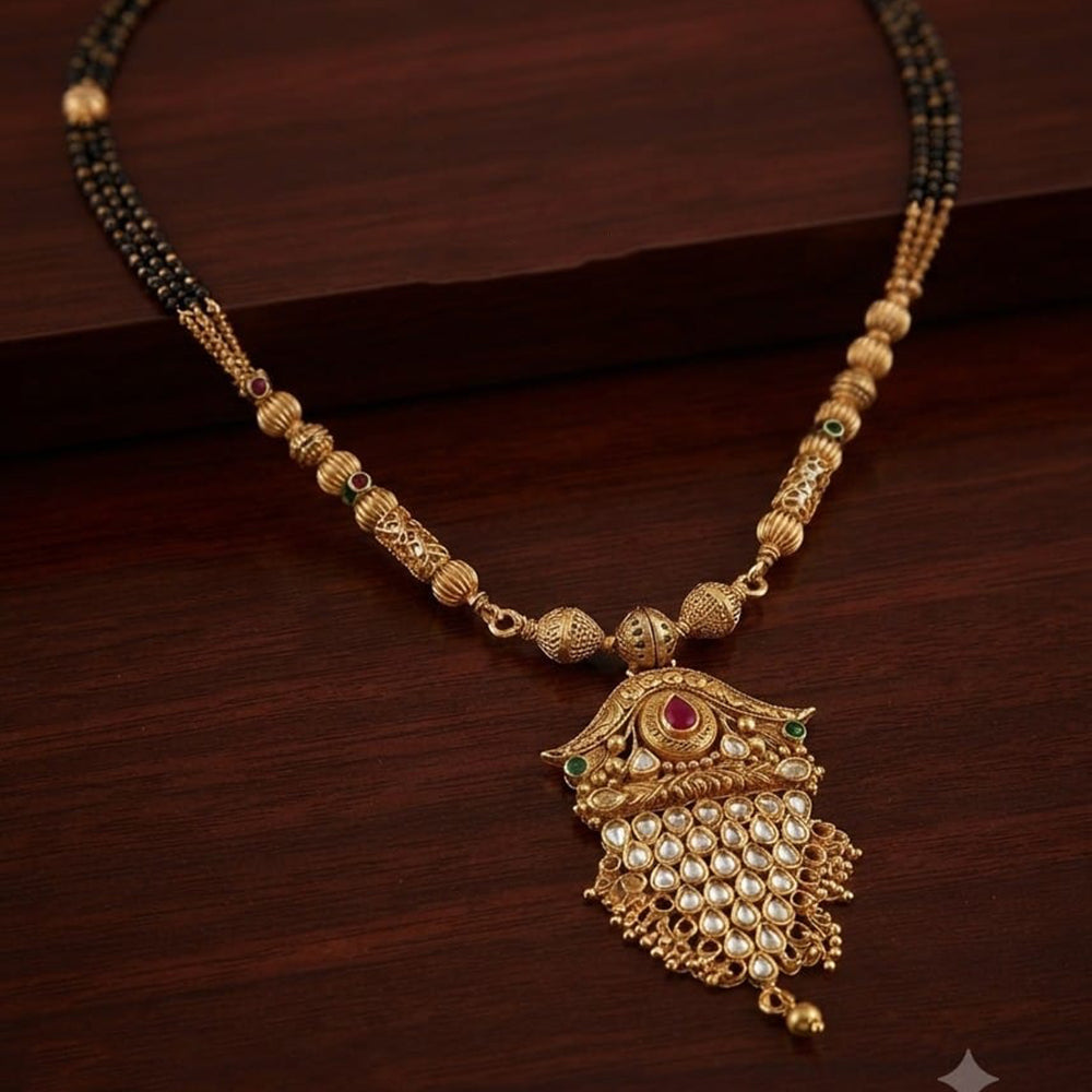 NAFJ Royal Pota Stone Designer Black Beads Mangalsutra