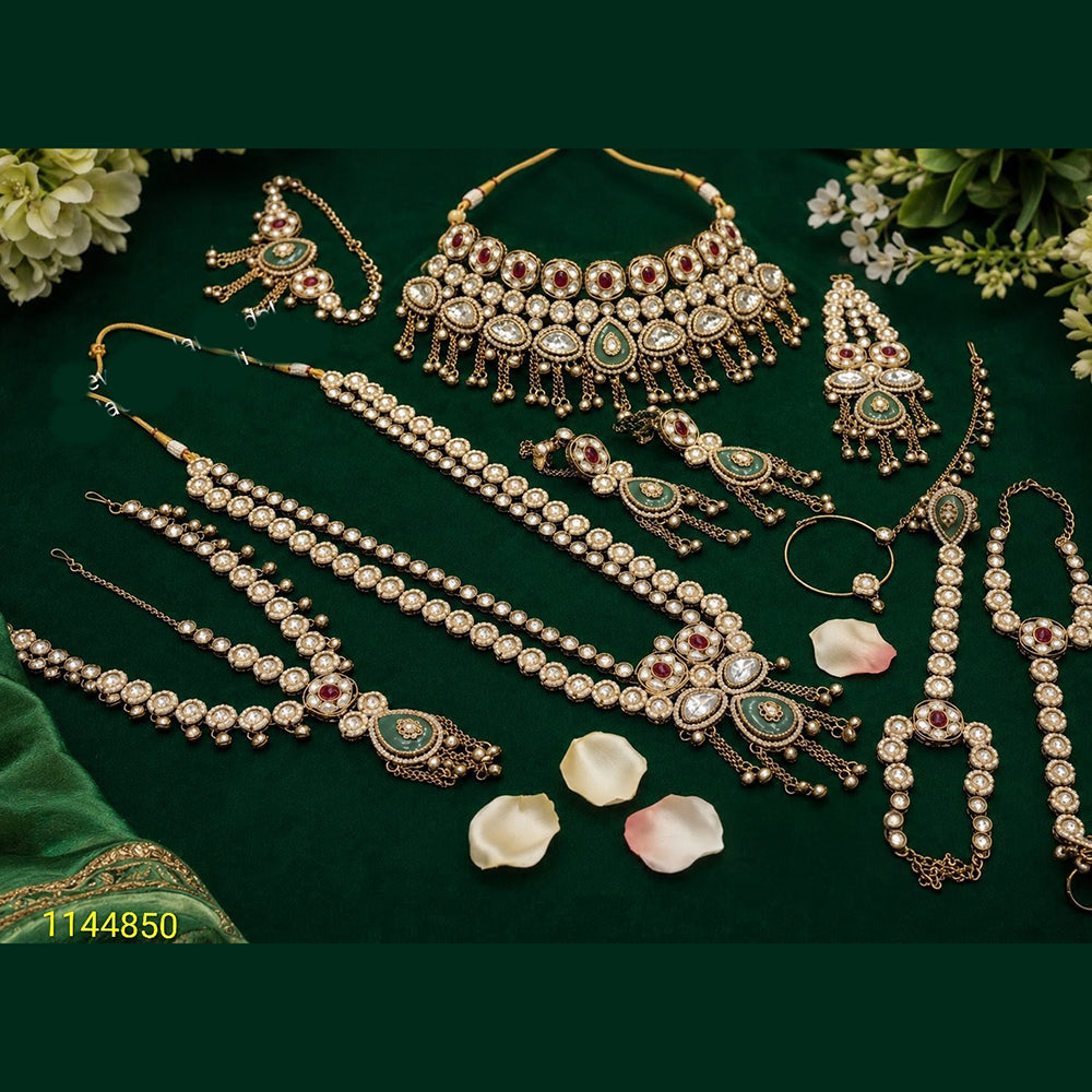NAFJ Heavy Kundan Stone And Pearl Bridal Kundan Set