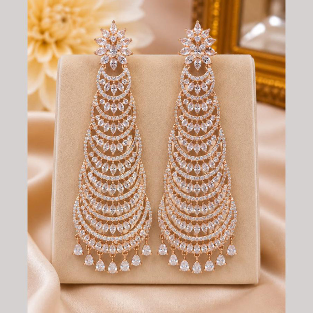 NAFJ Rose Gold Plated Crystal Stone Dangler Earrings for Women