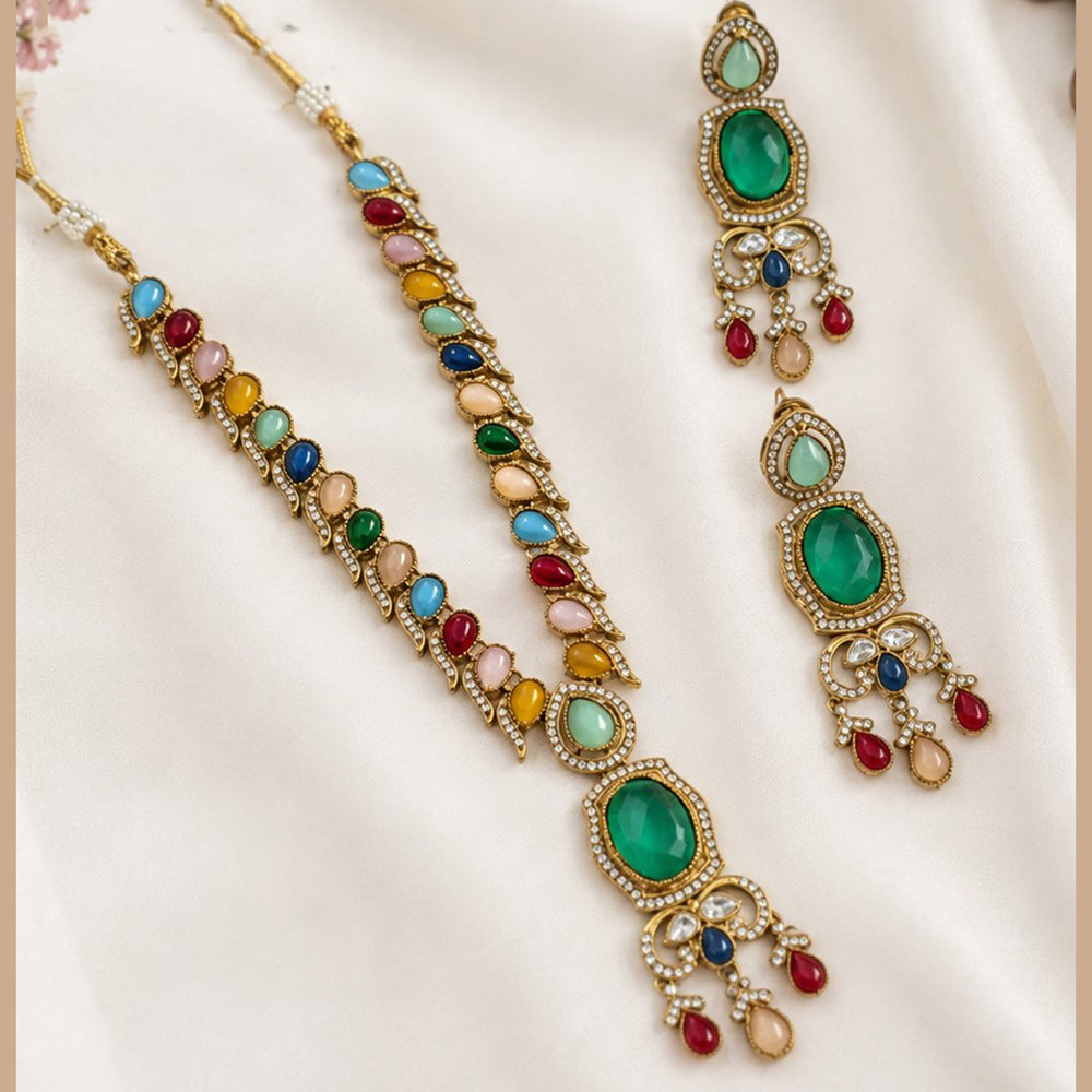 NAFJ Graceful Monalisa And Austrian Stone Long Necklace Set