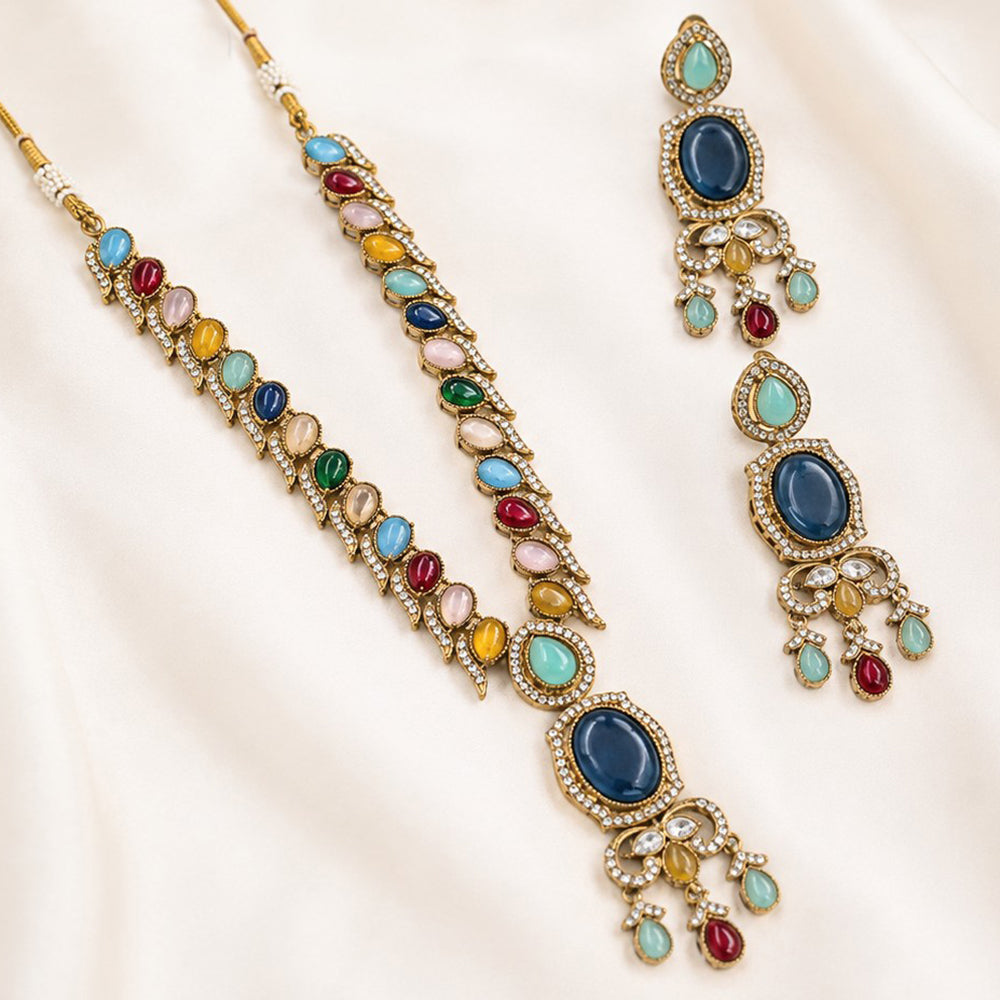 NAFJ Graceful Monalisa And Austrian Stone Long Necklace Set