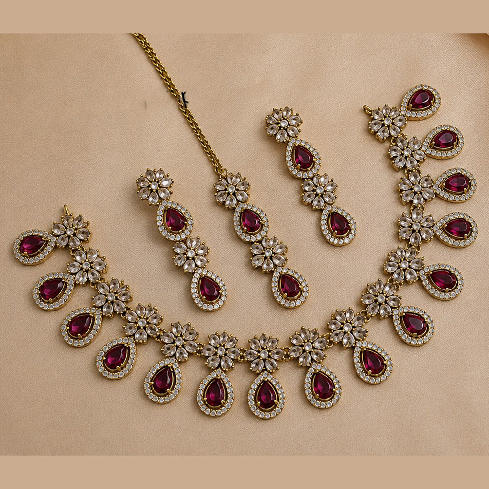 NAFJ Gold Plated Royal American Daimond Necklace Set