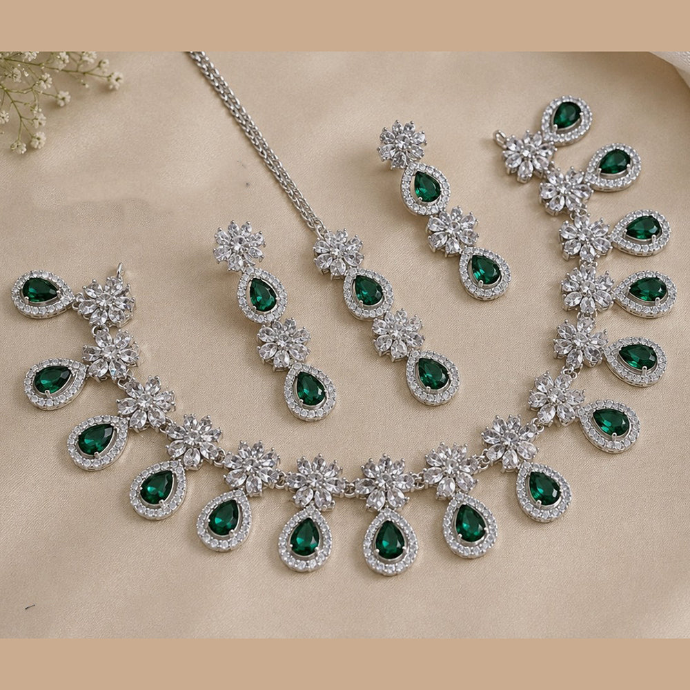 NAFJ Silver Plated Royal American Daimond Necklace Set