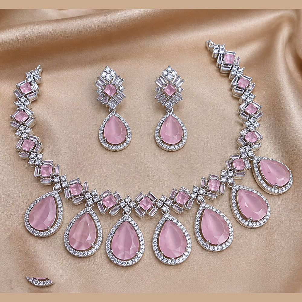 NAFJ Silver Plated Royal American Daimond Necklace Set