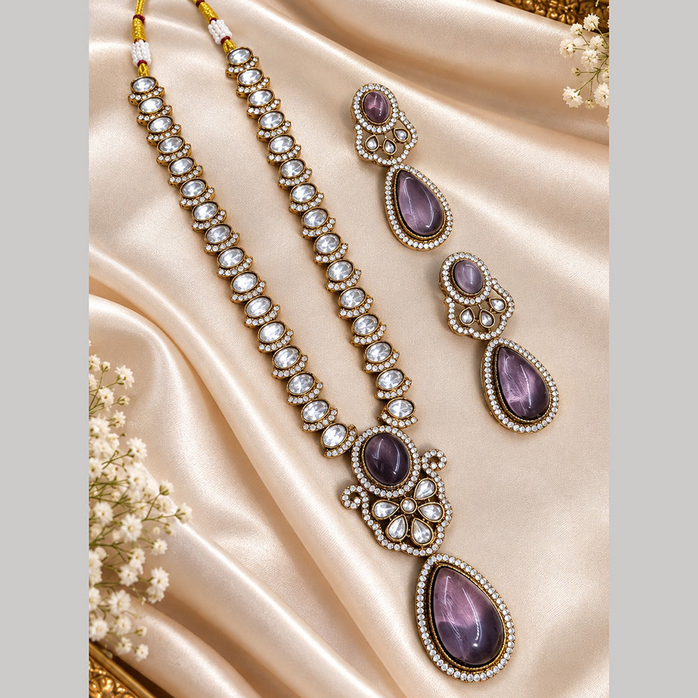 NAFJ Glamorous Pota Stone And Austrian Stone Necklace Set