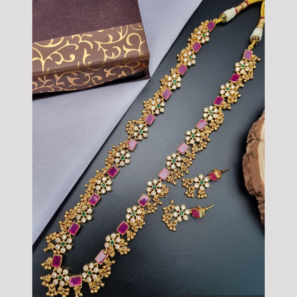 Reet Revaz Desi Chic Pota And Crystal Stone Occasion Ready Long Necklace Set