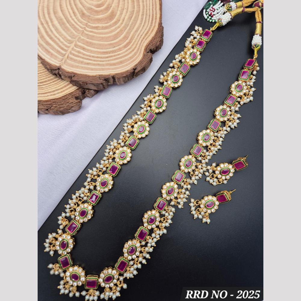 Reet Revaz Rajkumari Look Pota And Crystal Stone Ethnic Glam Long Necklace Set