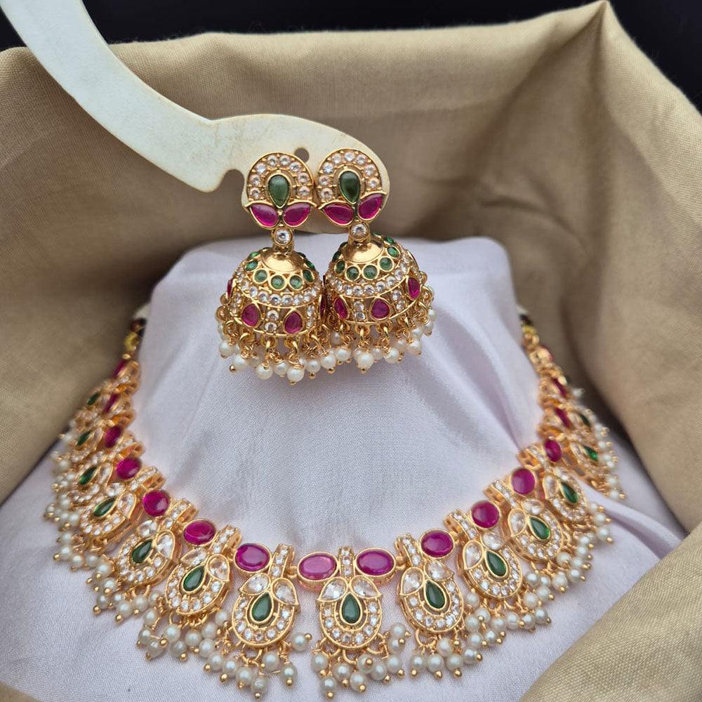 Reet Revaz Premium Pota Stone And Pearl Choker Necklace Set