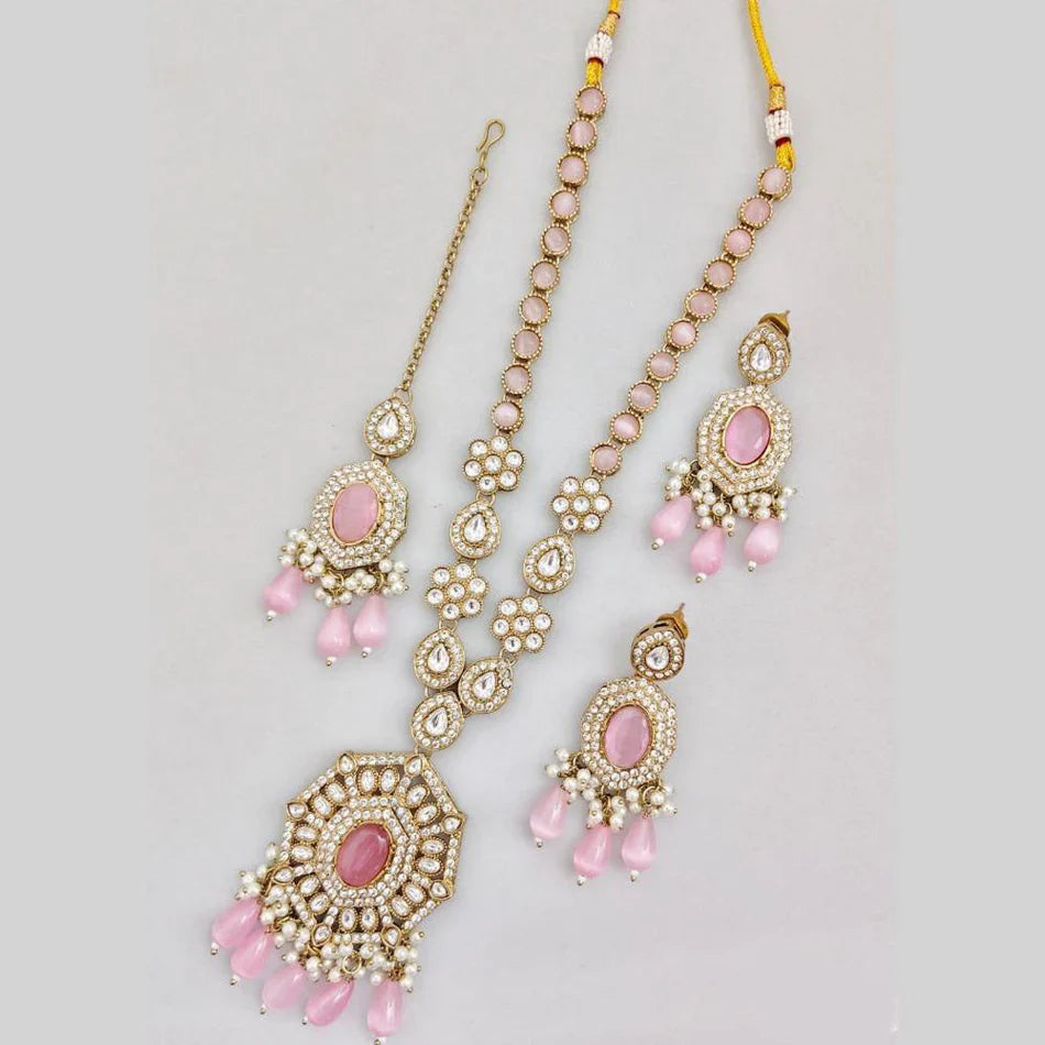 Darshana Jewels Elegant Pota Stone And Pearl Necklace Set