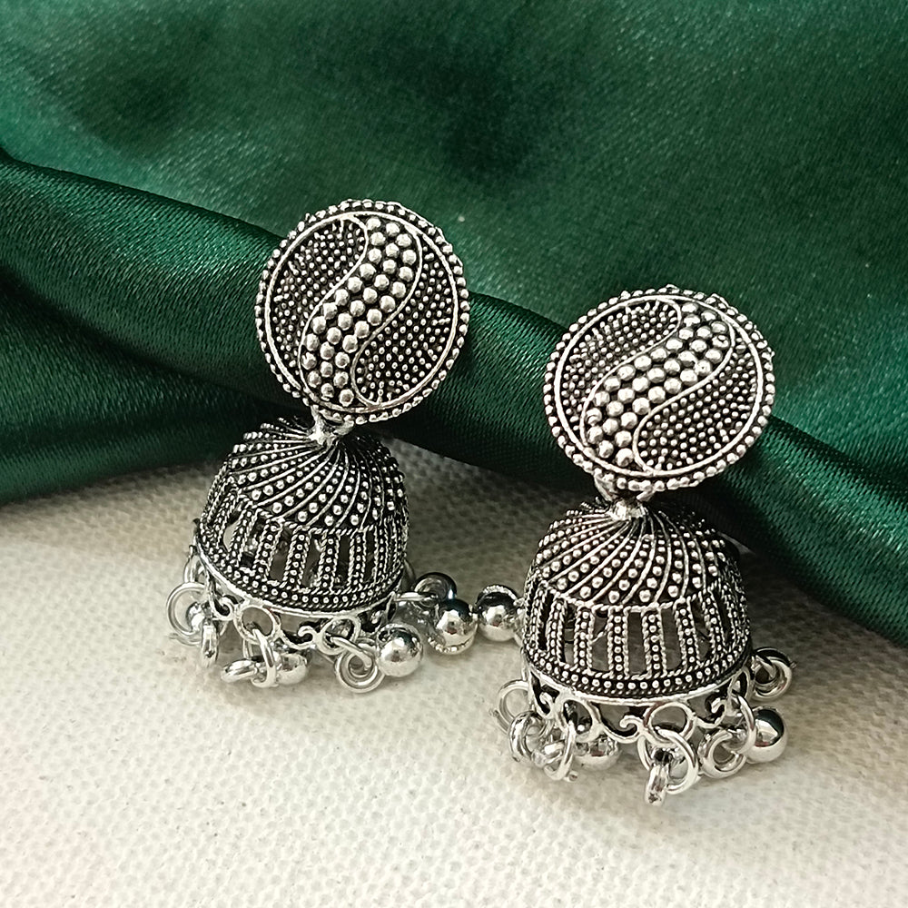 Darshana Jewels Oxidised Plated Round Jhumki Earrings