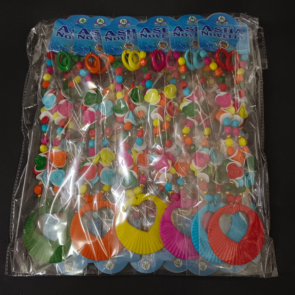 Asha Beads Fancy Colorful Beads Jewellery Necklace Set (Set of 12)